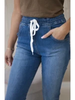 Džínsové nohavice s rebrovaným lemom