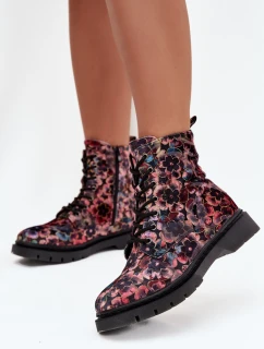 Botki Damskie Ocieplane W Kwiaty Artiker 57C1051 Różowe