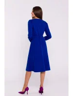 S378 Roztiahnuté šaty s opaskom - kráľovská modrá S378 Roztiahnuté šaty s opaskom - kráľovská modrá