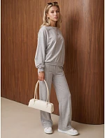 Dámska tepláková súprava so širokými nohavicami, sivá, FashionStreet AY1228 Dámska tepláková súprava so širokými nohavicami, sivá, FashionStreet AY1228