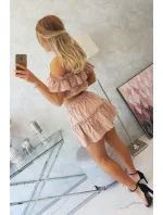 Vyšívaná súprava s kapučínovou blúzkou s bodkami