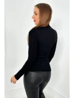 Pletená blúzka so zirkónovým motívom čierna