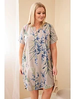 Dámske plus veľkosť viskózové šaty s krátkymi rukávmi a výstrihom na gombíky Fango