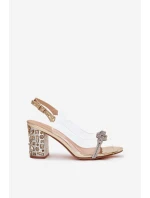 Transparentne Sandały Na Słupku D&A MR51-705 Złote