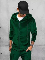 Pánska zelená velúrová mikina FashionStreet BX5543 Pánska zelená velúrová mikina FashionStreet BX5543