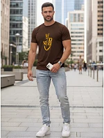 Pánske bavlnené tričko s potlačou Smile Crown hnedé FashionStreet NX0138R Pánske bavlnené tričko s potlačou Smile Crown hnedé FashionStreet NX0138R