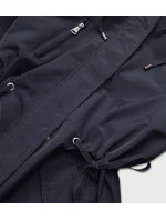 Tmavo modro-hnedá obojstranná dámska bunda parka (W580)