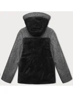 Čierno-oranžová voľne padnúca bunda s odnímateľnou kapucňou Vaston (SJ218-036#)