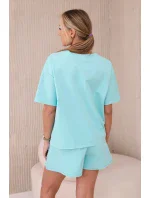 Súprava s potlačou nová punto blúzka + šortky mint