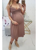 Šaty so širokými ramienkami cappuccino