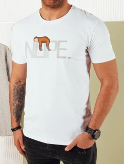 Pánske biele tričko s potlačou FashionStreet RX5361