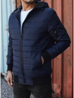 Pánska prechodná prešívaná bunda s kapucňou tmavomodrá FashionStreet TX4936 Pánska prechodná prešívaná bunda s kapucňou tmavomodrá FashionStreet TX4936