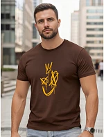 Pánske bavlnené tričko s potlačou Smile Crown hnedé FashionStreet NX0138R Pánske bavlnené tričko s potlačou Smile Crown hnedé FashionStreet NX0138R
