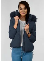 Dámska krátka zimná prešívaná bunda Dark Blue (7694)