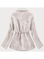 Voľný dámsky krátky kabát vo farbe ecru (2727)
