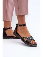 Zazoo 40378 Płaskie Skórzane Sandały Damskie Czarne Zazoo 40378 Płaskie Skórzane Sandały Damskie Czarne