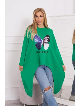 Oversize blúzka s potlačou svetlo zelená