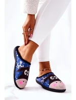 Papcie Ocieplane Wzór Renifer Niebieskie Elodie