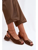 Elegantné sandále na podpätku z prírodného semišu D&A CE61-3127 Brown Elegantné sandále na podpätku z prírodného semišu D&A CE61-3127 Brown