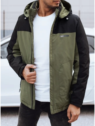 Pánska zimná bunda s odnímateľnou kapucňou zelená FashionStreet TX4913