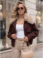 Dámska zimná semišová bunda s kožušinou, vínová, FashionStreet TY5696 Dámska zimná semišová bunda s kožušinou, vínová, FashionStreet TY5696