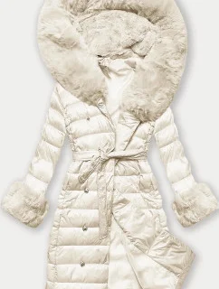 Dámsky kabát s gombíkmi vo farbe ecru (5M3160/1-254)