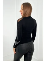 Pletená blúzka s motýľom z kubickej zirkónie čierna Pletená blúzka s motýľom z kubickej zirkónie čierna