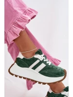 Sně sneakersy z nubuku na masivní platformě D&A GR61-5986 Zelené