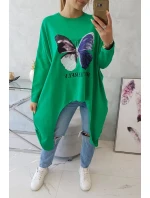 Oversize blúzka s potlačou svetlo zelená