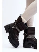 Śniegowce Damskie Z Ozdobnym Wiązaniem Czarne Rilana