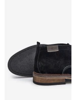 Zamszowe Botki Męskie Sznurowane Big Star OO174146 Czarne