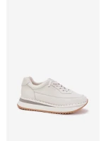 Skórzane Sneakersy Damskie Na Platformie Big Star RR274A333 Białe