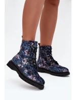 Dámske zateplené členkové topánky 57C1052 Dark Blue Pattern - Artiker