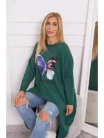Oversize blúzka s potlačou tmavo zelená Oversize blúzka s potlačou tmavo zelená