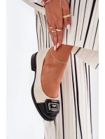 Skórzane Baleriny Z Ozdobą D&A MK51-059 Beżowe