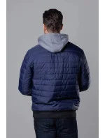Tmavomodrá pánska bunda typu "bomber" s teplákovou kapucňou (8M985-215) Tmavomodrá pánska bunda typu "bomber" s teplákovou kapucňou (8M985-215)