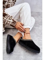 Zamszowe Damskie Papcie Z Futerkiem Czarne Buffie