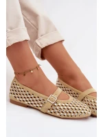 Dámské baleríny s krajkovým vzorem a kamínky Žluté Wilvessa