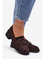 Dámské mokasiny z přírodního semiše na nízkém podpatku Vinceza 18127 Čokoládové