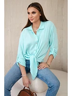 Bavlnená mušelínová košeľa Art208 tyrkysová - Kesi