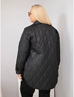 Dámska prešívaná bunda Plus Size s golierom a vreckami, čierna