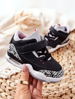 Dziecięce Sportowe Buty Czarno-Czerwone Linen