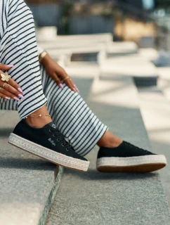 Dámske tenisky s pleteným vzorom Lee Cooper LCW-25-44-3216, čierne