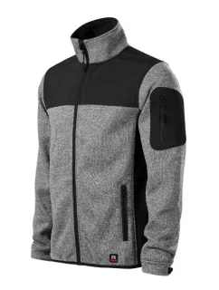 Príležitostná softshellová bunda pánska pletená svetlo šedá