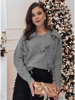 Dámsky sveter BOWTONE s mašľami v jednej veľkosti svetlo sivý FashionStreet MY2354