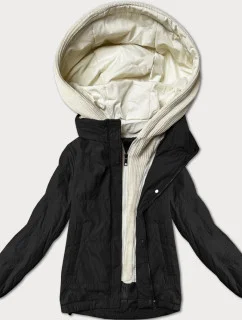 Dámska bunda s ozdobnou kapucňou Miss TiTi čierna (3295)