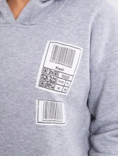 Mikina s kapucňou a nášivkami sivá