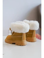 Dziecięce Trapery Botki Na Suwak z Futerkiem Camel Gerande