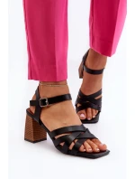 Sandały Damskie Na Słupku Czarne Opifiana