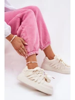 Eko Skórzane Sneakersy Na Platformie Beżowe Penolle